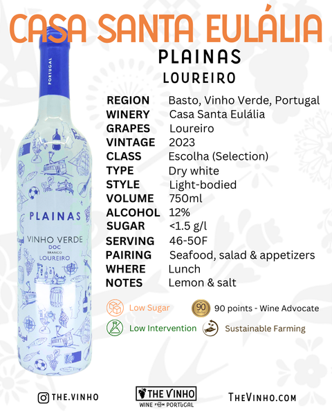 Casa Santa Eulália 'Plainas' Loureiro White 2023 - The Vinho