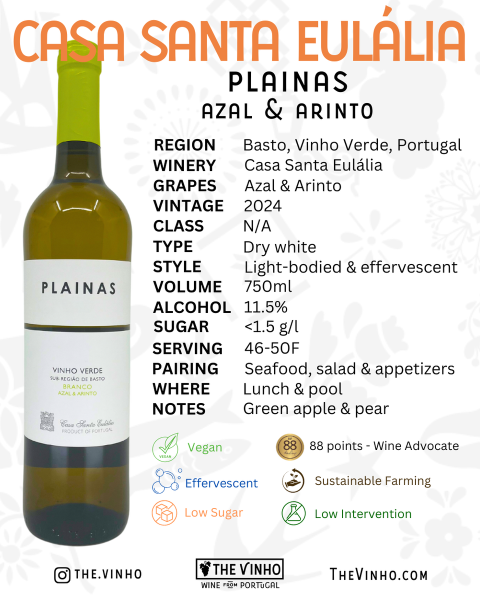 Casa Santa Eulália 'Plainas' Azal & Arinto White 2024 - The Vinho