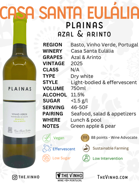 Casa Santa Eulália 'Plainas' Azal & Arinto White 2025 - The Vinho