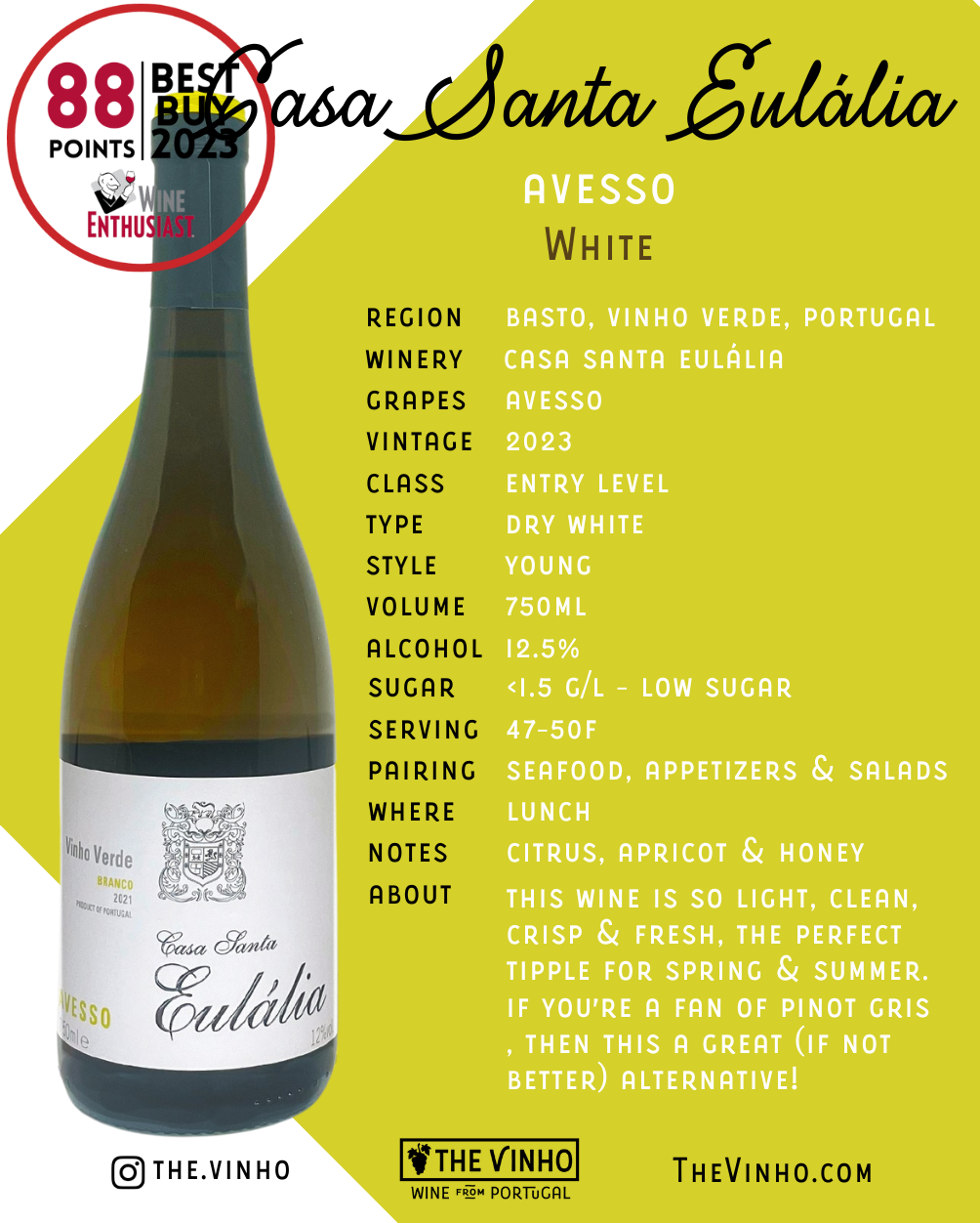  Casa Santa Eulália Avesso White 2023 - The Vinho